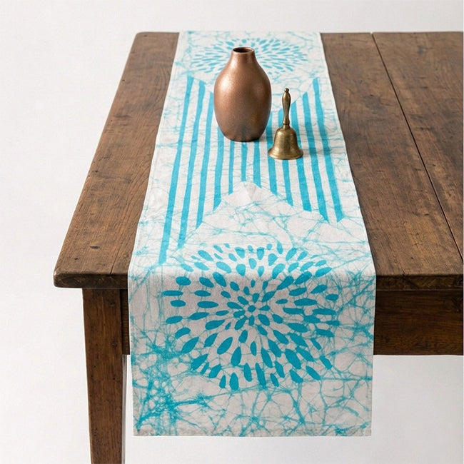 Blue Burst Stripe Batik Table Runner