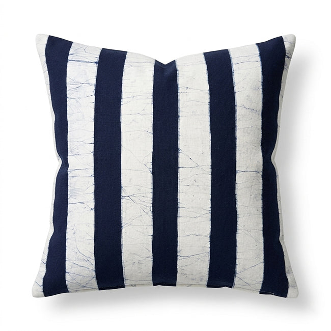 Navy Stripe Batik Cushion Cover