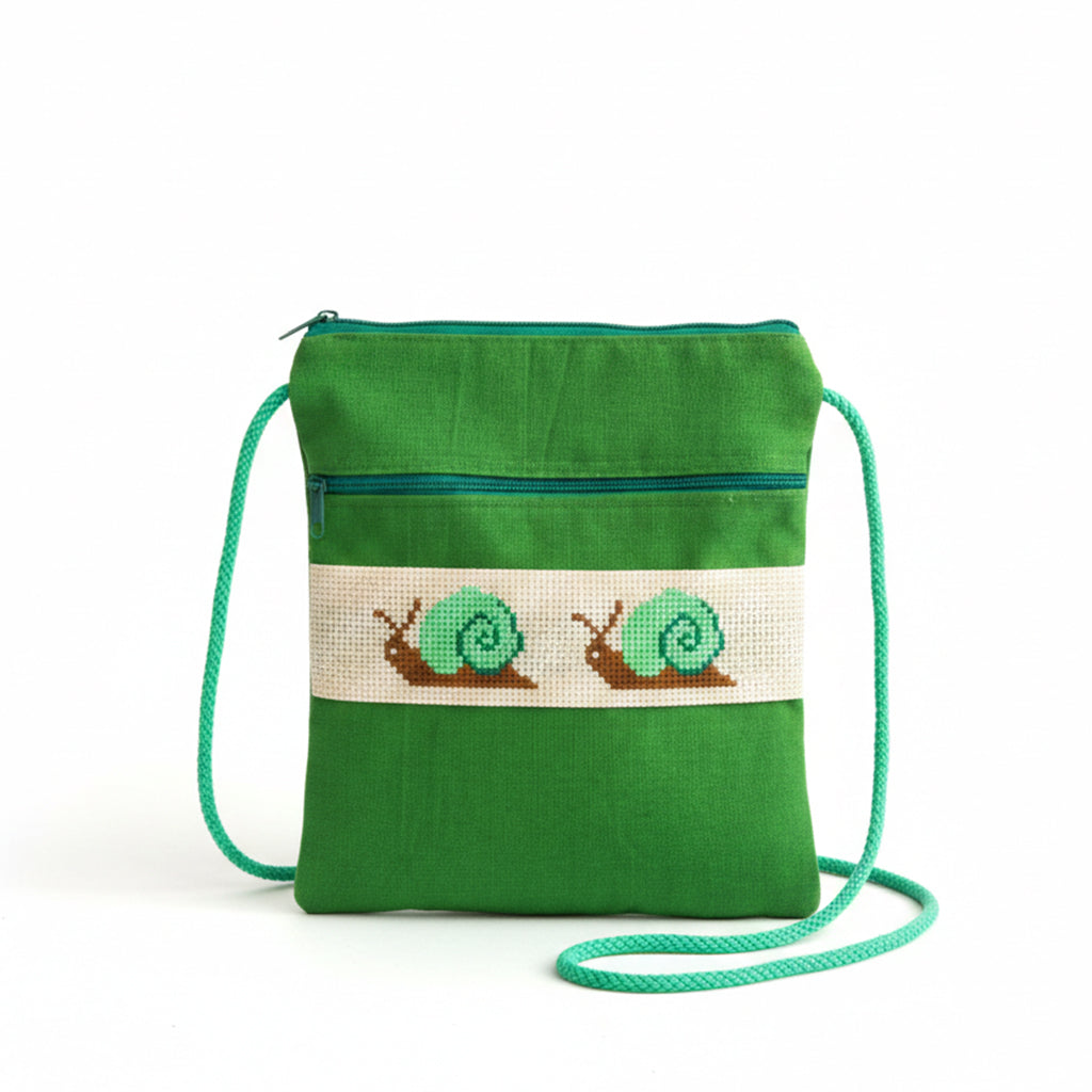 Green Snail Handloom Side Bag
