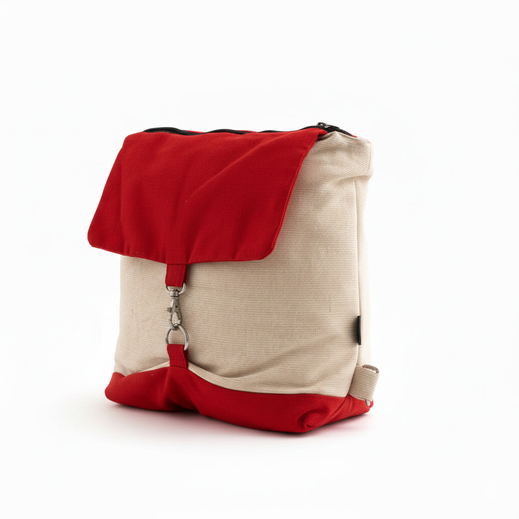 Block Red Handloom Rucksack