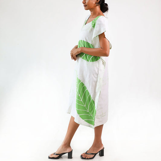 Leaf Whisper Batik Dress