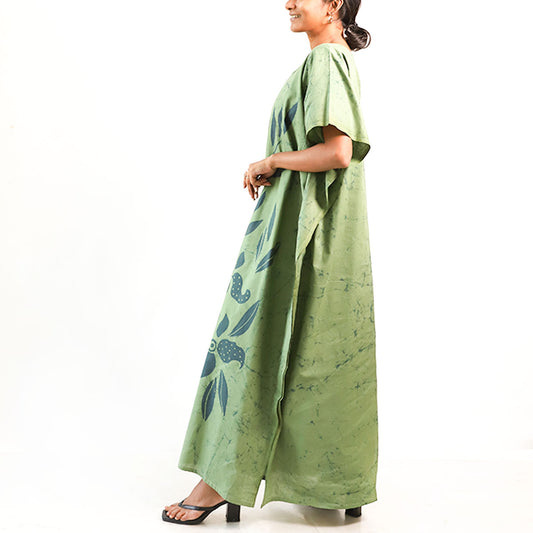 Verdant Harmony Batik Kaftan