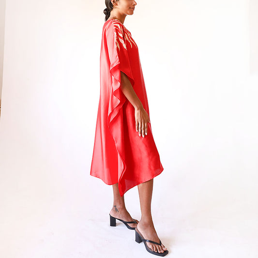 Crimson Marigold Batik Kaftan