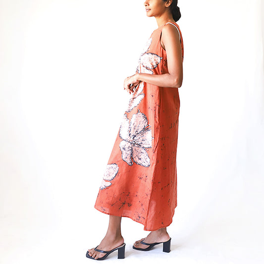 Coral Bloom Batik Dress