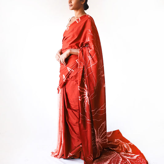 Coral Jungle Batik Saree