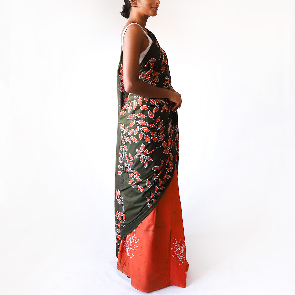 Autumn Leaf Batik Saree