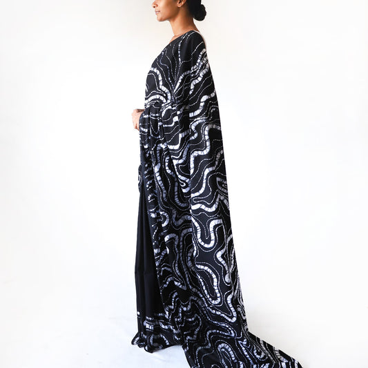 Monochrome Elegance Batik Saree