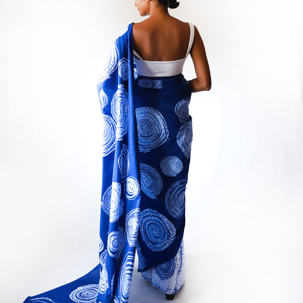 Ocean Swirl Batik Saree