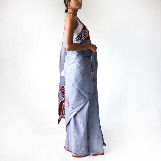 Crimson Mist Batik Saree