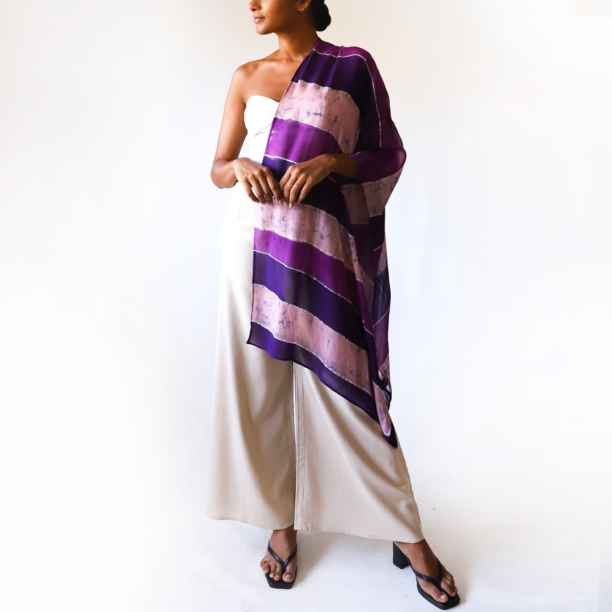 Amethyst Stripe Batik Shawl