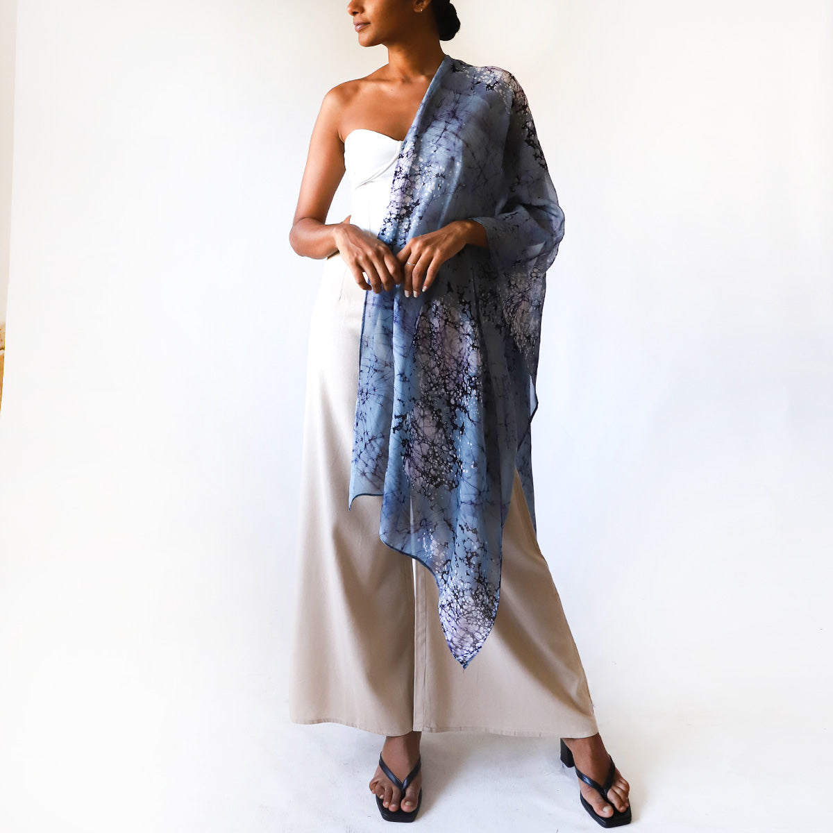 Sky Contrast Batik Shawl