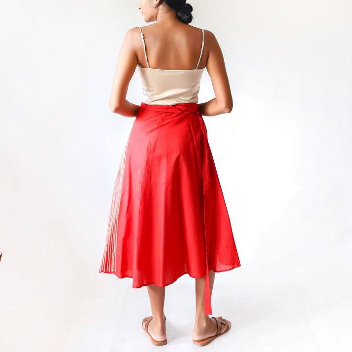 Crimson Wave Batik Skirt