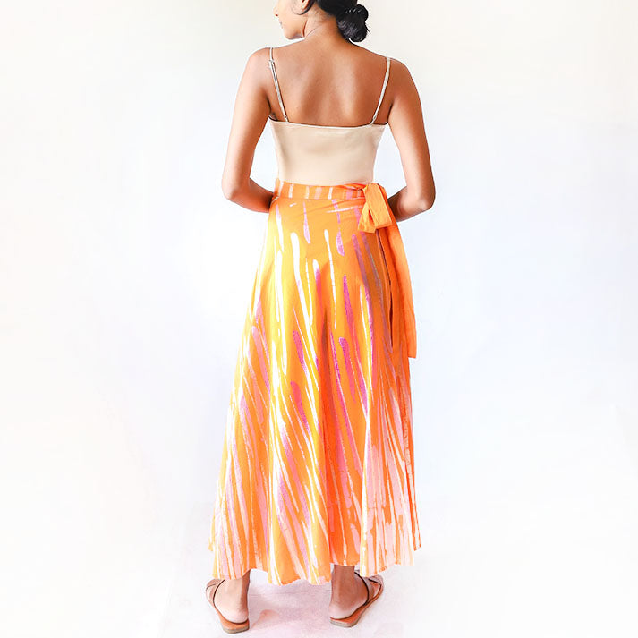 Tangerine Stripe Batik Skirt