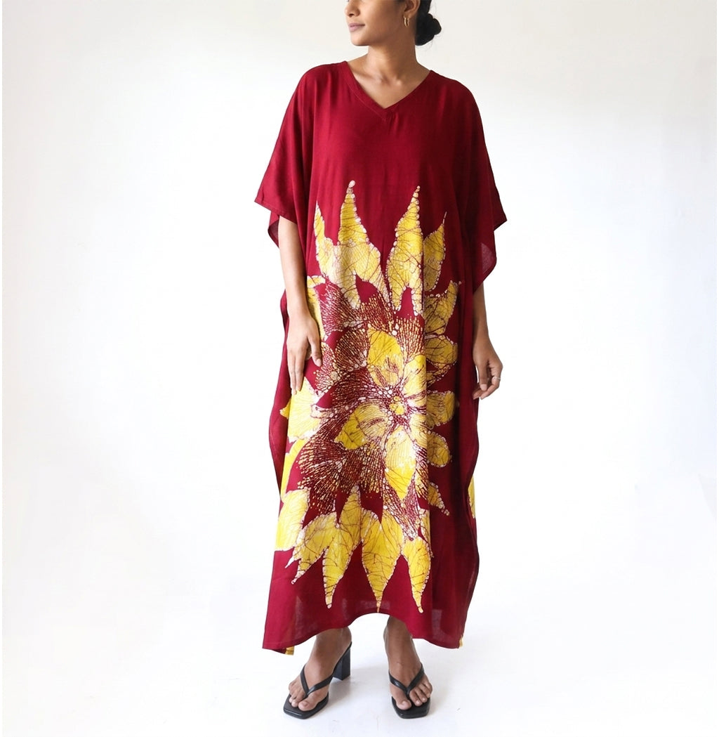 Marigold Bloom Batik Kaftan