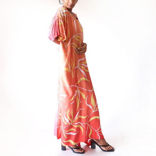 Tangerine Vine Batik Kaftan