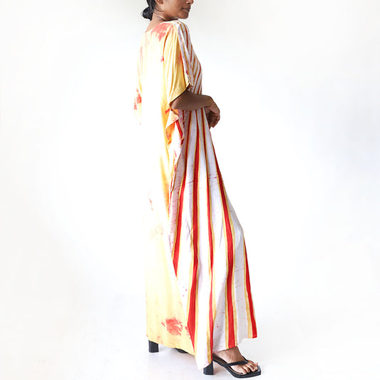 Crimson Stripe Batik Kaftan
