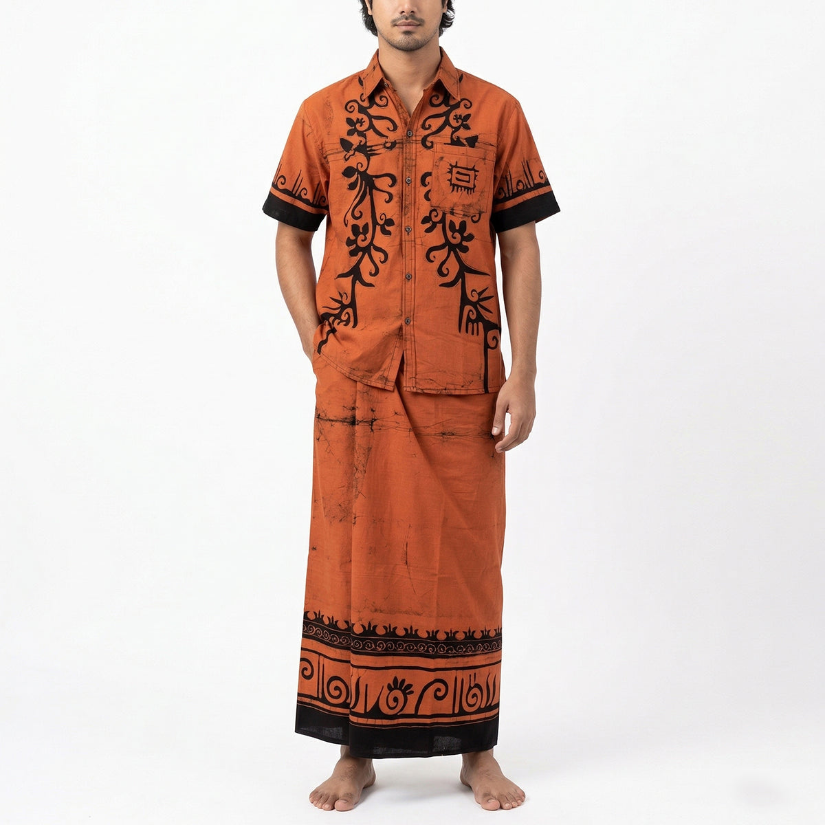 Amber Glow Batik Sarong Set