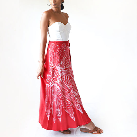 Crimson Bloom Batik Skirt