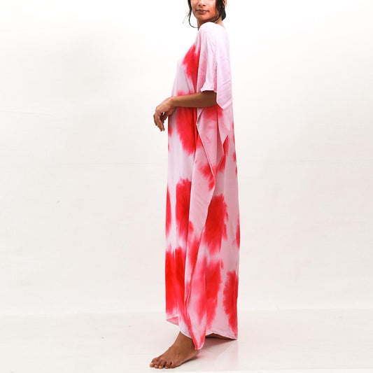 Pink Patch Tie Dye Kaftan