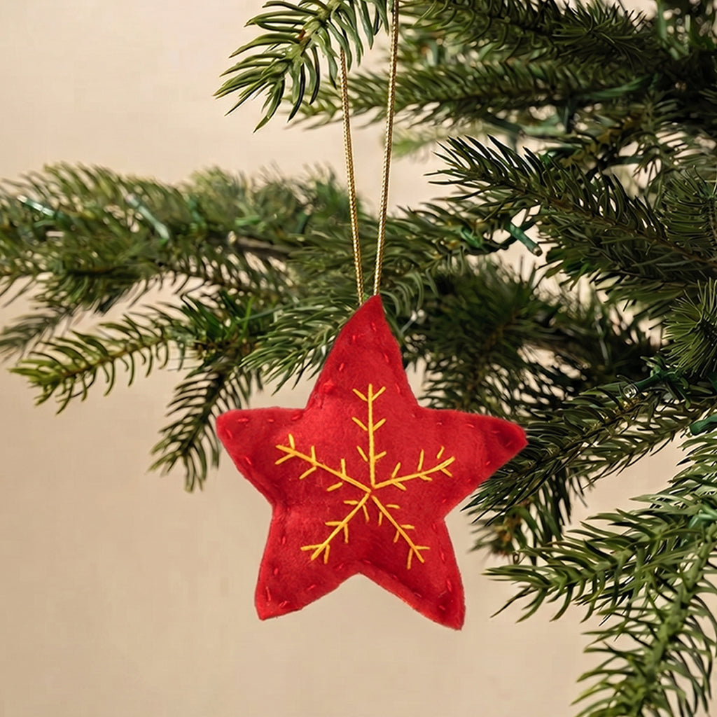 Red star with yellow flake