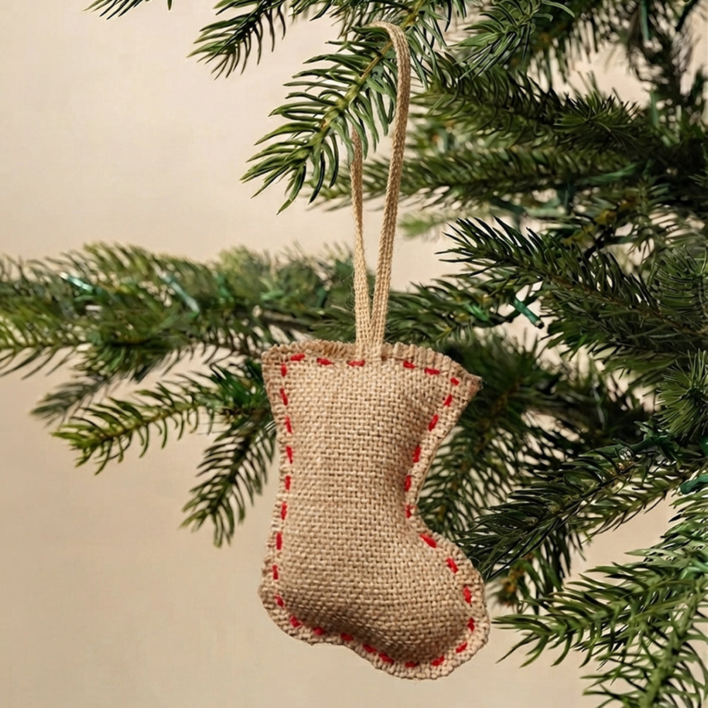 Burlap Mini Stocking Ornament