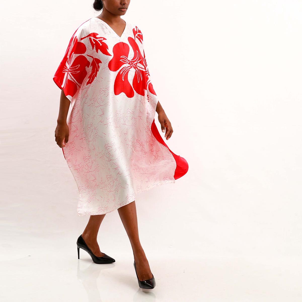 Anthurium Silk Batik Kaftan