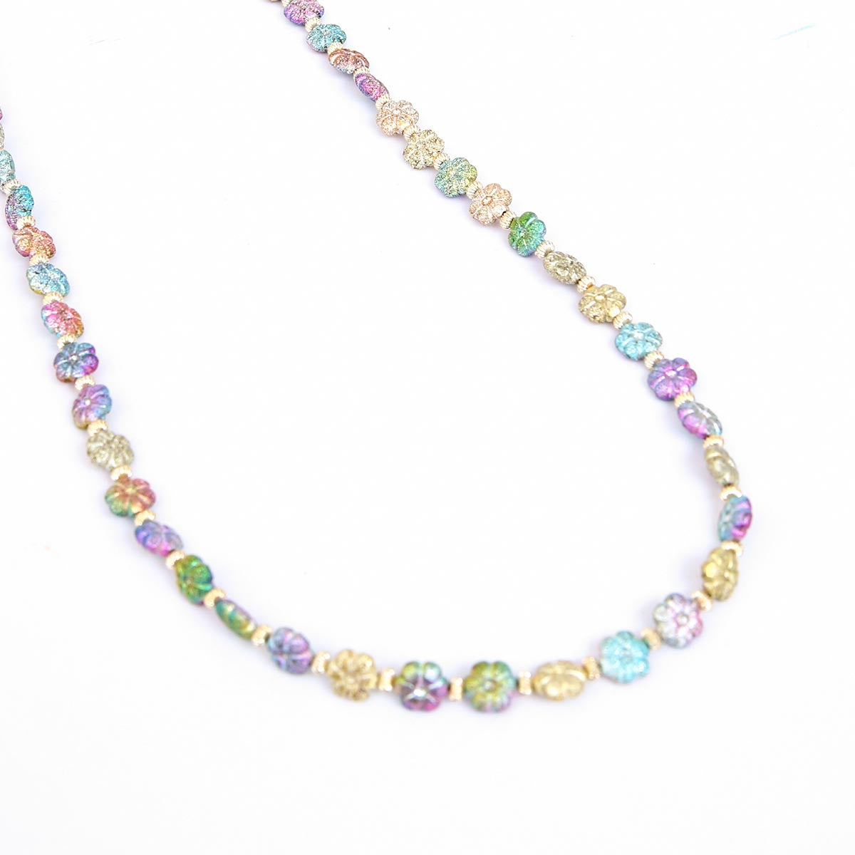 Vibrant floral beaded becklace