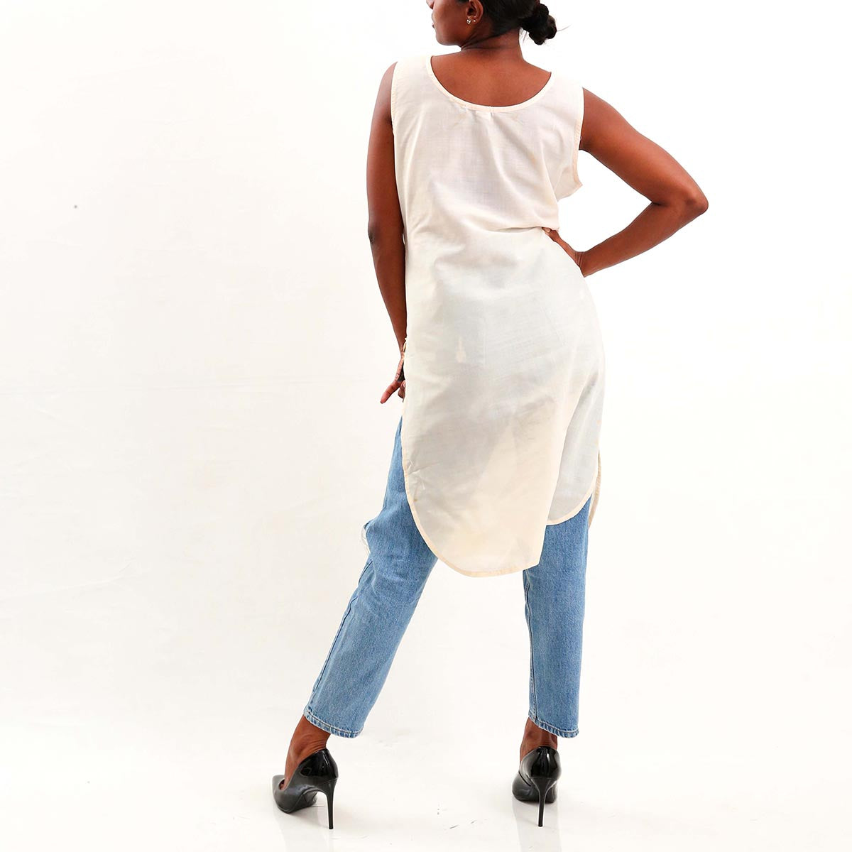 Lavender Block Printed Kurta Top