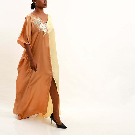 Brown Hues Silk Batik Kaftan