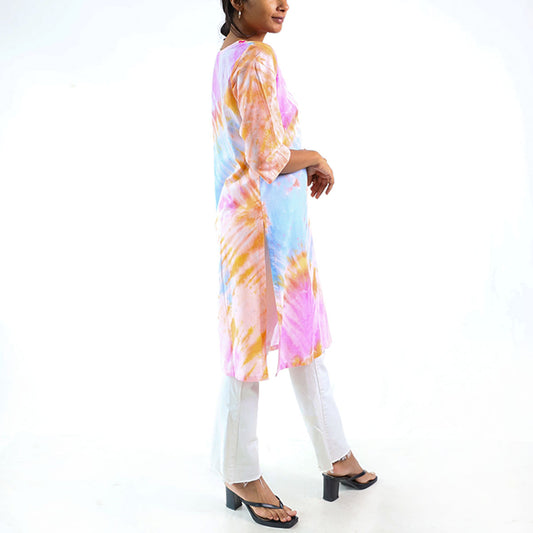 Pastel Serenity Tie-Dye Kurtha