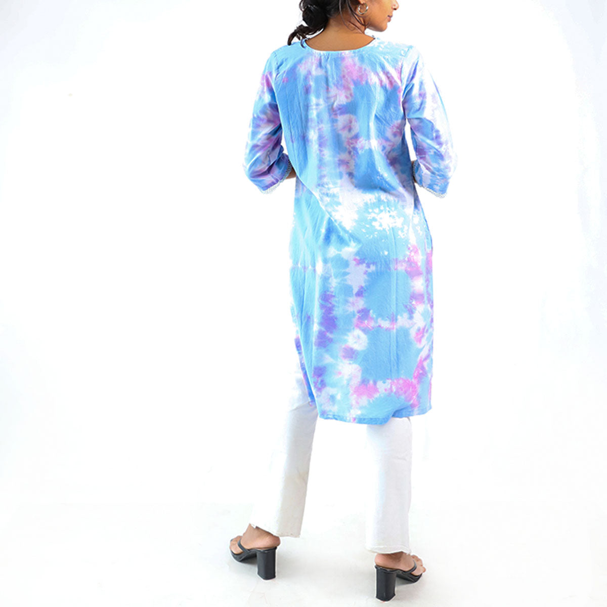Ocean Waves Tie-Dye Kurtha