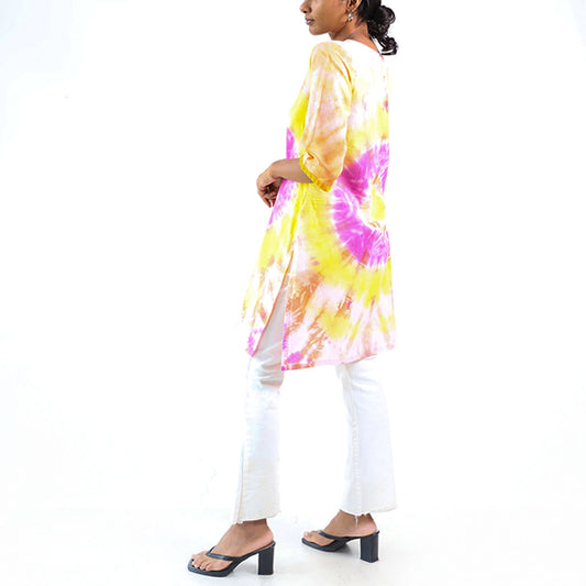 Golden Sunset Tie-Dye Kurtha