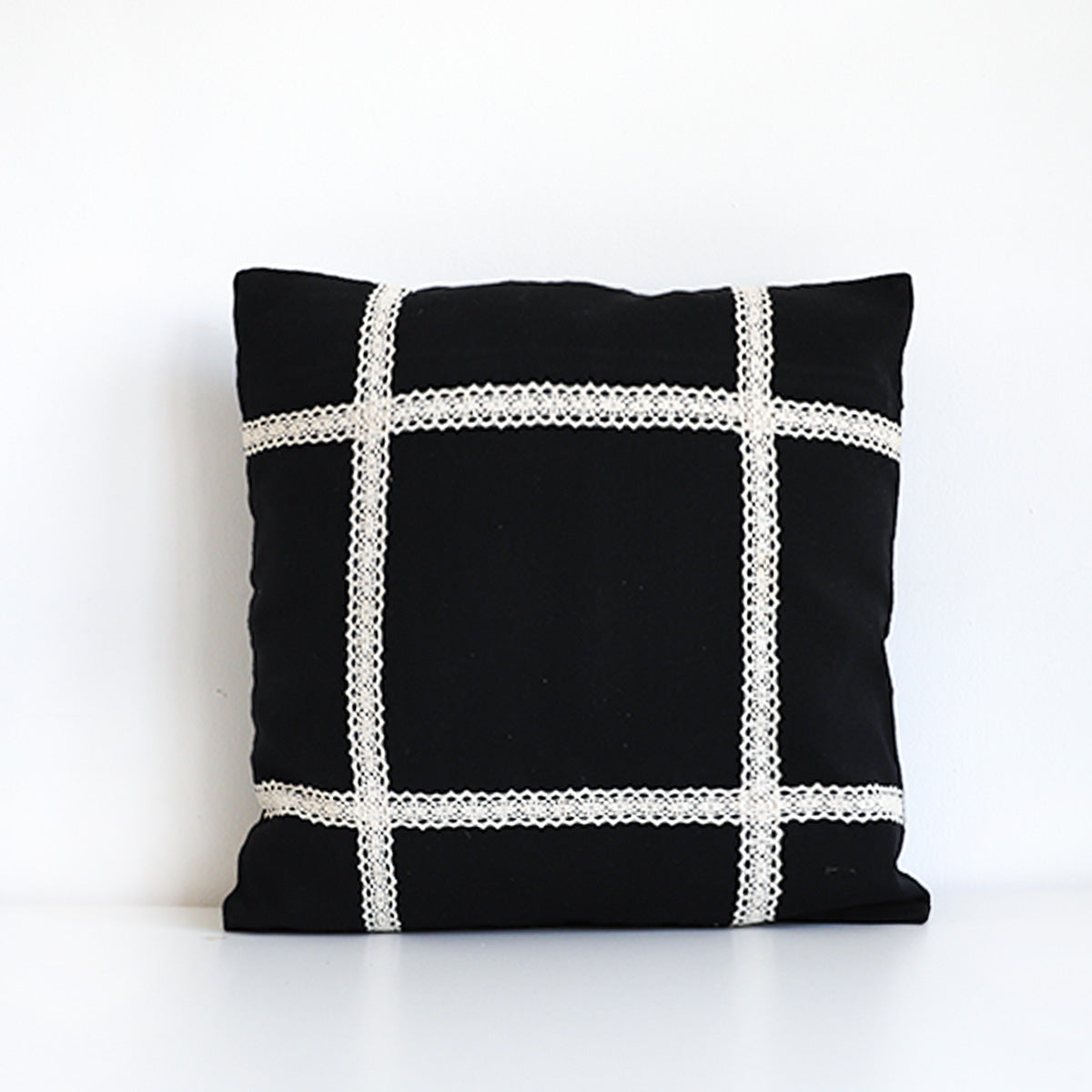 Midnight Beeralu Lace Cushion Cover