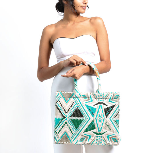 Emerald Handloom Book Tote