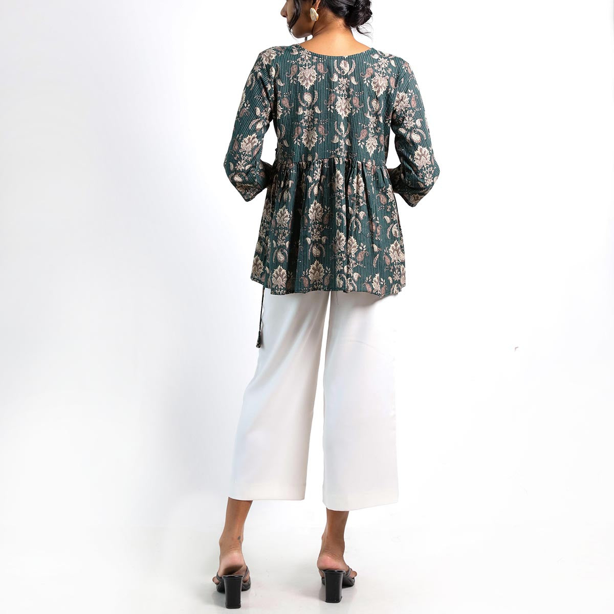 Emerald Motif Wrap Top