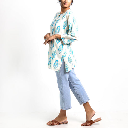 Topaz Block Printed Top