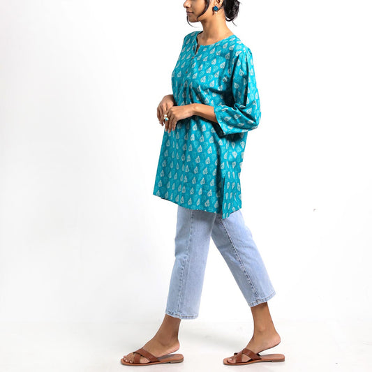 Azure Block Printed Top