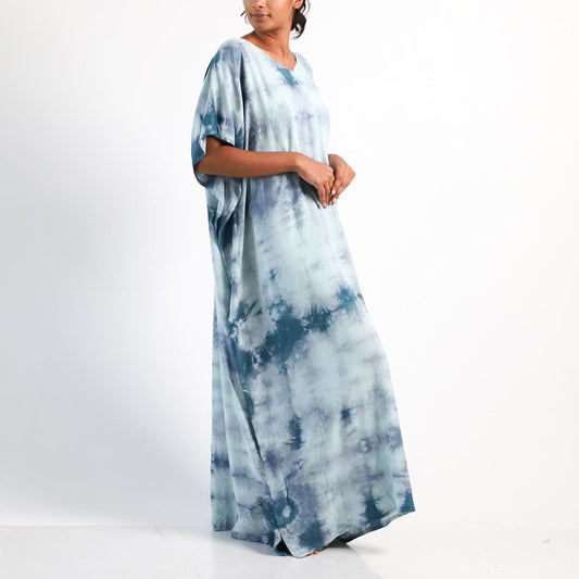 Azure Tie-Dye Batik Kaftan