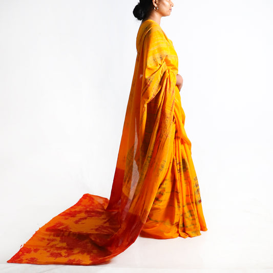 Tangerine Tie Dye Saree