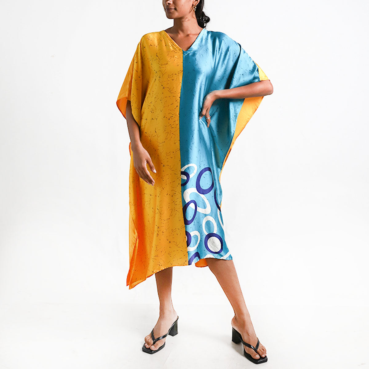 Gold & Blue Batik Kaftan