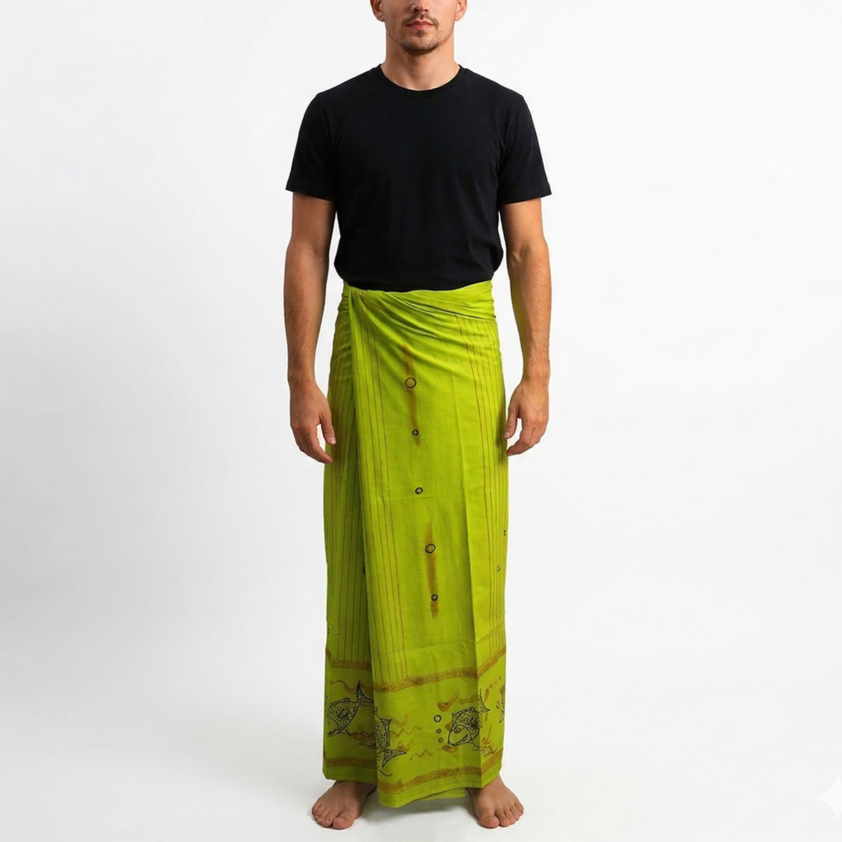 Lime Green Painted Sarong