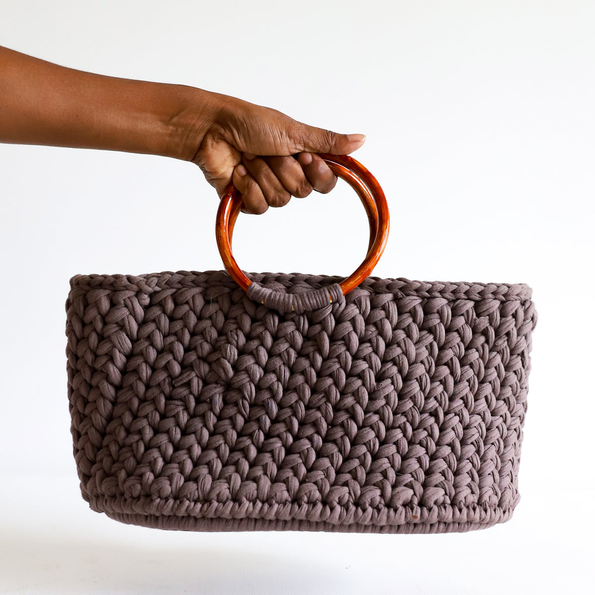 Chrome Grey Crochet Handbag
