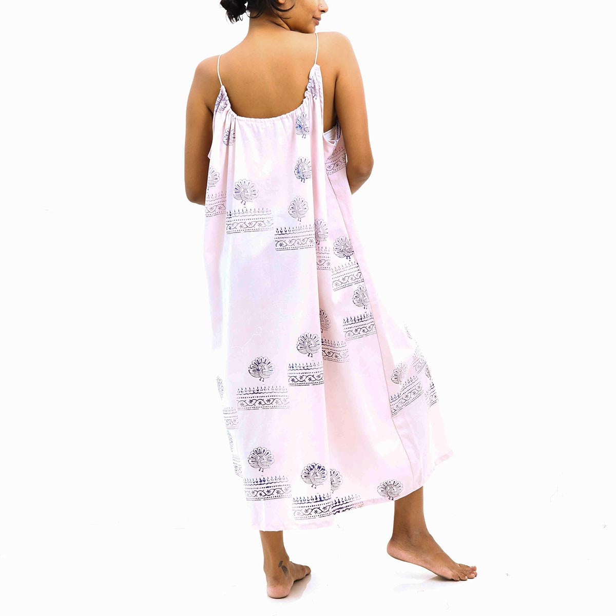 Beige Block Printed Cami Dress