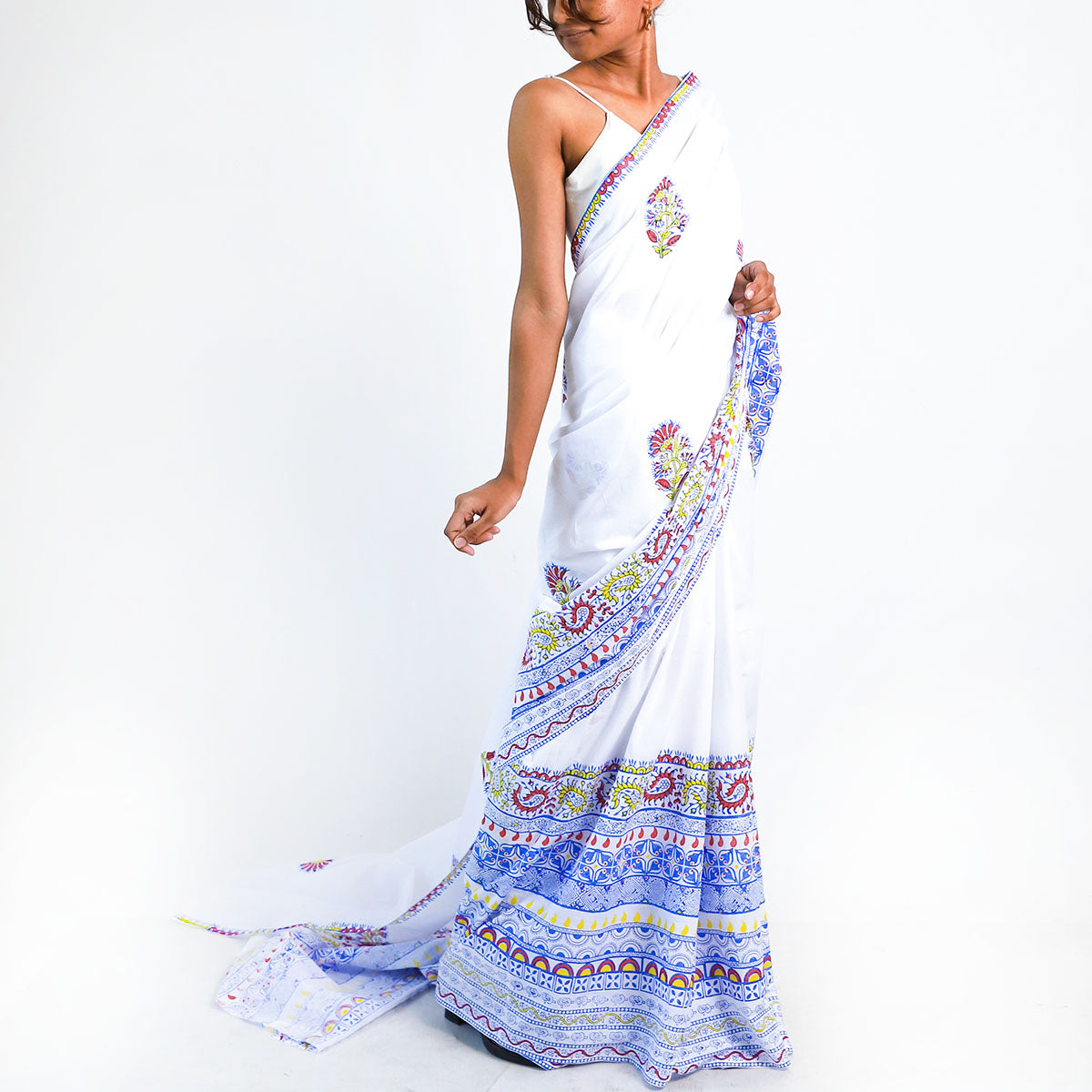 Azure Dreams Block Printed Saree