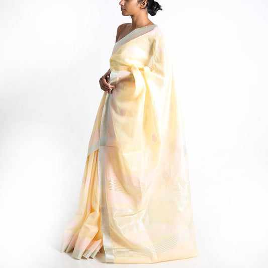 Yellow Mellow Block Printed Saree