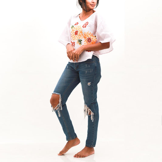 Sunflower Batik Poncho Top