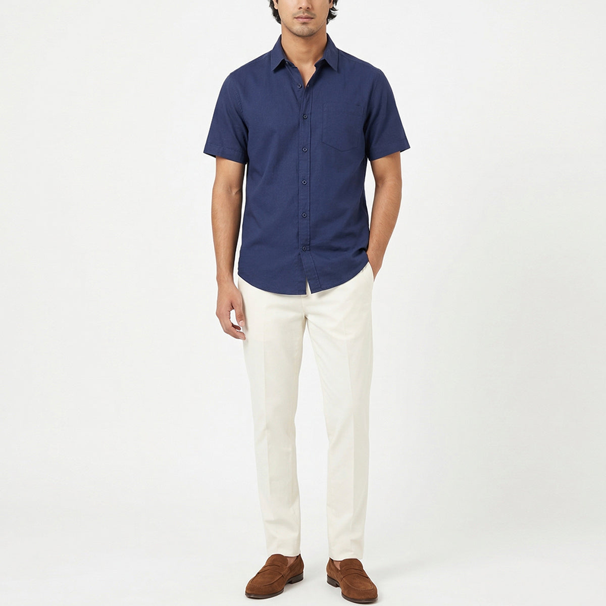 Navy Linen Shirt
