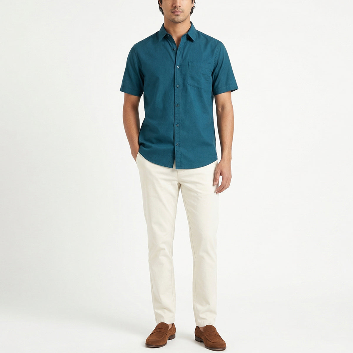 Peacock Green Linen Shirt