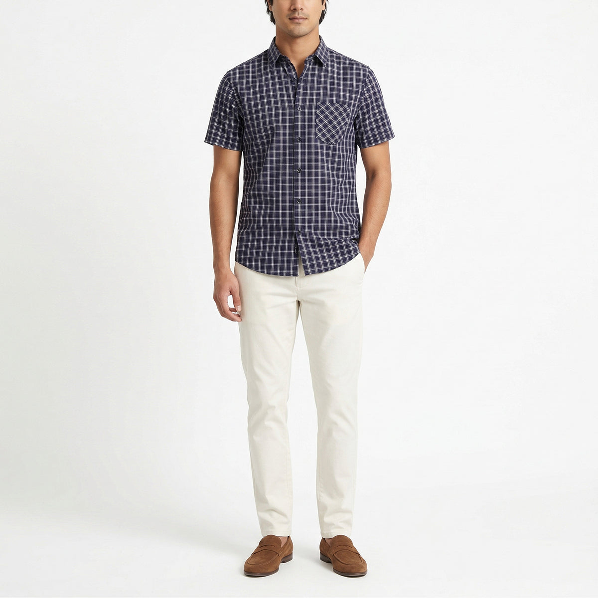 Midnight Grid Linen Shirt