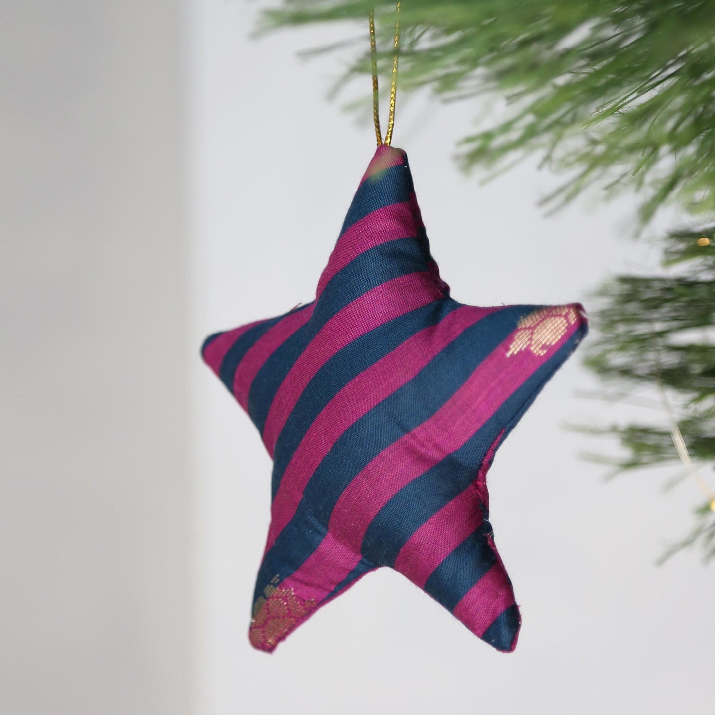 Navy Stripped Star Ornament